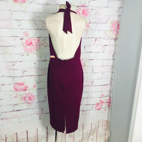 Dress the population NWT Vanessa halter dress in dark magenta - Picture 6 of 10